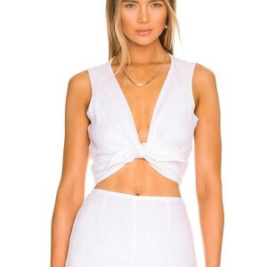 Faithfull the Brand Ivory Knotted Crop Top